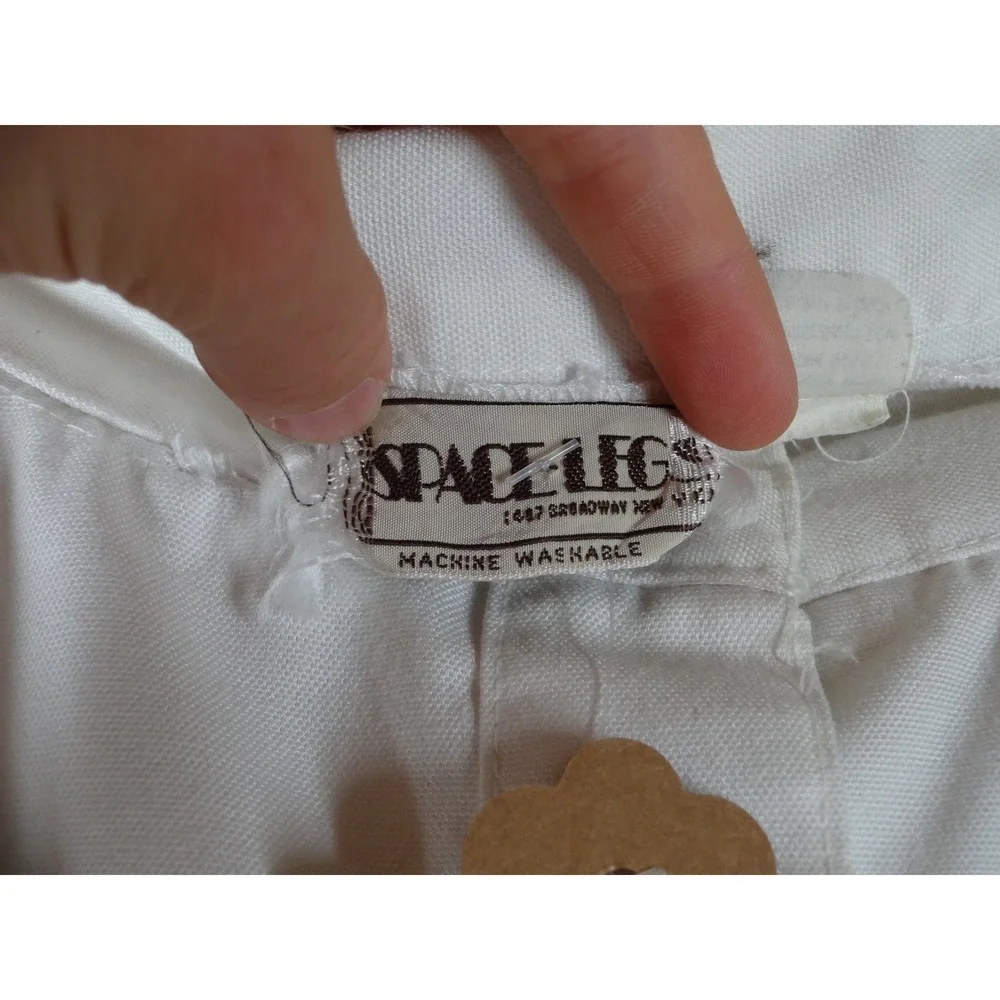 VTG Space Legs Midi Skirt Medium White‎ Button Front Pockets Cottagecore Utiity